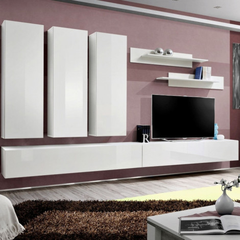 Meuble TV Mural Design "Fly I" 320cm Blanc|Meuble TV|Paris Prix