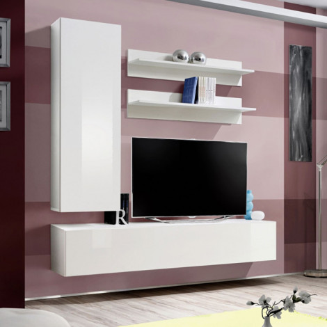 Meuble TV Mural Design "Fly I" 170cm Blanc|Meuble TV|Paris Prix