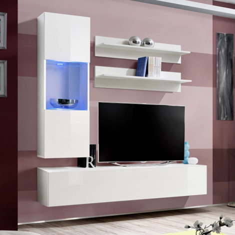 Meuble TV Mural Design "Fly III" 170cm Blanc|Meuble TV|Paris Prix