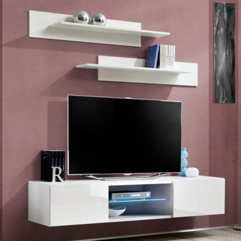 Meuble TV Mural Design "Fly III" 160cm Blanc|Meuble TV|Paris Prix