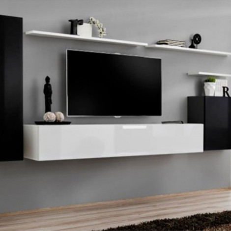 Meuble TV Mural Design "Switch I" 330cm Noir & Blanc|Meuble TV|Paris Prix