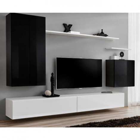 Meuble TV Mural Design "Switch II" 270cm Noir & Blanc|Meuble TV|Paris Prix