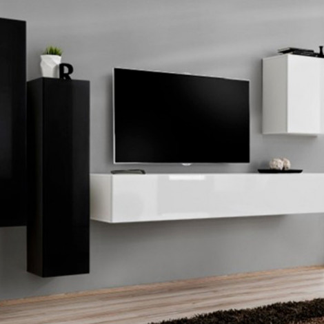 Meuble TV Mural Design "Switch III" 330cm Noir & Blanc|Meuble TV|Paris Prix