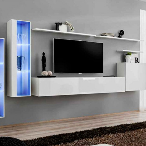 Meuble TV Mural Design "Switch XI" 330cm Blanc|Meuble TV|Paris Prix