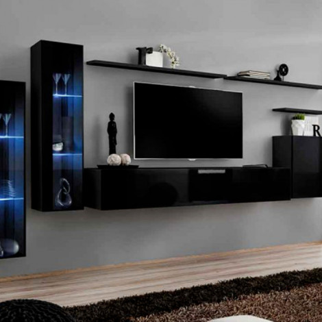 Meuble TV Mural Design "Switch XI" 330cm Noir|Meuble TV|Paris Prix