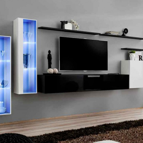 Meuble TV Mural Design "Switch XI" 330cm Noir & Blanc|Meuble TV|Paris Prix