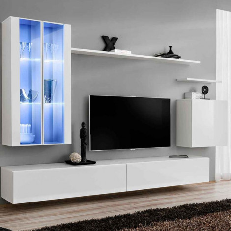 Meuble TV Mural Design "Switch XII" 270cm Blanc|Meuble TV|Paris Prix
