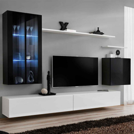 Meuble TV Mural Design "Switch XII" 270cm Noir & Blanc|Meuble TV|Paris Prix