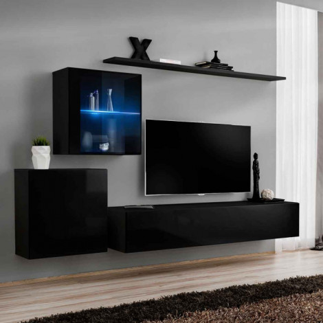 Meuble TV Mural Design "Switch XV" 260cm Noir|Meuble TV|Paris Prix