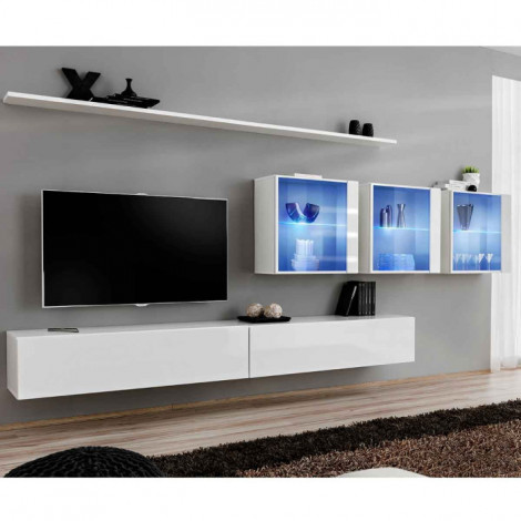 Meuble TV Mural Design "Switch XVII" 340cm Blanc|Meuble TV|Paris Prix