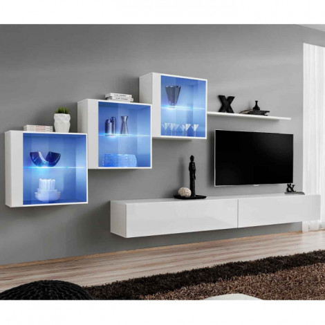 Meuble TV Mural Design "Switch XX" 330cm Blanc|Meuble TV|Paris Prix