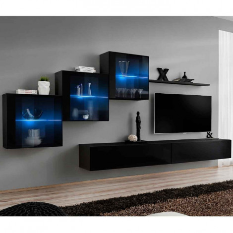 Meuble TV Mural Design "Switch XX" 330cm Noir|Meuble TV|Paris Prix