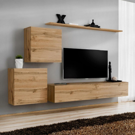 Meuble TV Mural Design "Switch V" 250cm Naturel|Meuble TV|Paris Prix
