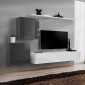 Meuble TV Mural Design "Switch V" 250cm Gris & Blanc|Meuble TV|Paris Prix