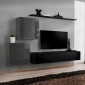 Meuble TV Mural Design "Switch V" 250cm Gris & Noir|Meuble TV|Paris Prix