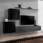 Meuble TV Mural Design "Switch V" 250cm Noir & Gris|Meuble TV|Paris Prix