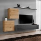 Meuble TV Mural Design "Switch V" 250cm Naturel & Gris|Meuble TV|Paris Prix