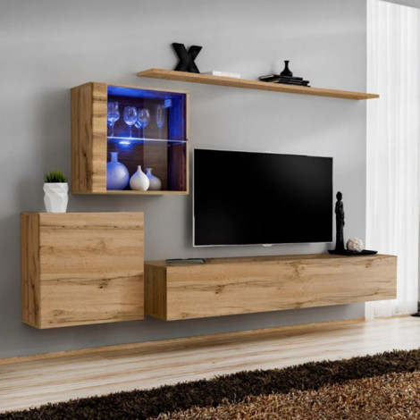 Meuble TV Mural Design "Switch XV" 260cm Naturel|Meuble TV|Paris Prix