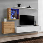 Meuble TV Mural Design "Switch XV" 260cm Blanc & Naturel|Meuble TV|Paris Prix