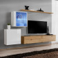 Meuble TV Mural Design "Switch XV" 260cm Naturel & Blanc|Meuble TV|Paris Prix