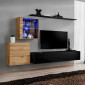 Meuble TV Mural Design "Switch XV" 260cm Noir & Naturel|Meuble TV|Paris Prix