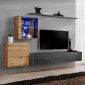 Meuble TV Mural Design "Switch XV" 260cm Gris & Naturel|Meuble TV|Paris Prix