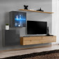 Meuble TV Mural Design "Switch XV" 260cm Naturel & Gris|Meuble TV|Paris Prix