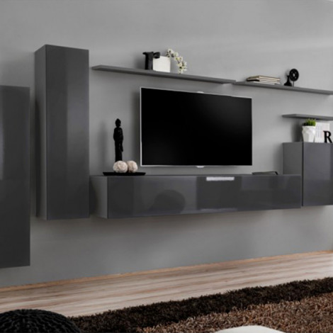 Meuble TV Mural Design "Switch I" 330cm Gris|Meuble TV|Paris Prix
