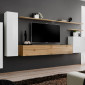 Meuble TV Mural Design "Switch I" 330cm Blanc & Naturel|Meuble TV|Paris Prix
