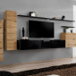 Meuble TV Mural Design "Switch I" 330cm Naturel & Noir|Meuble TV|Paris Prix