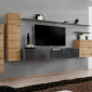 Meuble TV Mural Design "Switch I" 330cm Naturel & Gris|Meuble TV|Paris Prix