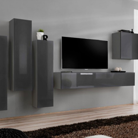 Meuble TV Mural Design "Switch III" 330cm Gris|Meuble TV|Paris Prix