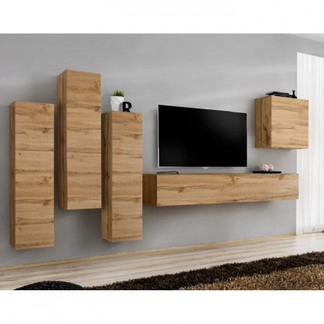 Meuble TV Mural Design "Switch III" 330cm Naturel|Meuble TV|Paris Prix