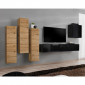 Meuble TV Mural Design "Switch III" 330cm Naturel & Noir|Meuble TV|Paris Prix