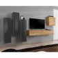 Meuble TV Mural Design "Switch III" 330cm Gris & Naturel|Meuble TV|Paris Prix
