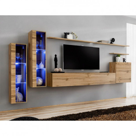Meuble TV Mural Design "Switch XI" 330cm Naturel|Meuble TV|Paris Prix