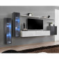 Meuble TV Mural Design "Switch XI" 330cm Gris & Blanc|Meuble TV|Paris Prix