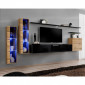 Meuble TV Mural Design "Switch XI" 330cm Naturel & Noir|Meuble TV|Paris Prix