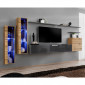 Meuble TV Mural Design "Switch XI" 330cm Naturel & Gris|Meuble TV|Paris Prix