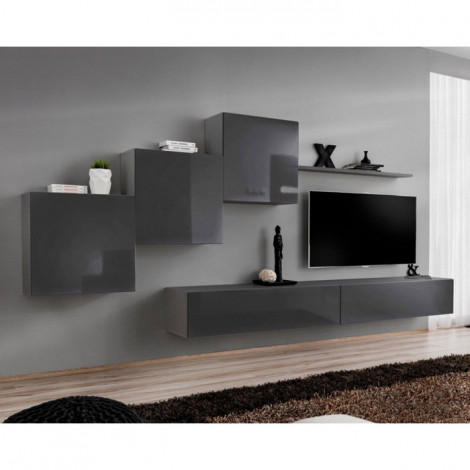 Meuble TV Mural Design "Switch X" 330cm Gris|Meuble TV|Paris Prix