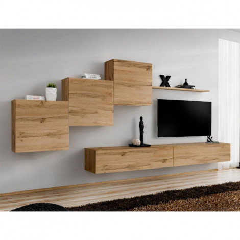 Meuble TV Mural Design "Switch X" 330cm Naturel|Meuble TV|Paris Prix