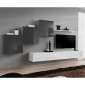 Meuble TV Mural Design "Switch X" 330cm Gris & Blanc|Meuble TV|Paris Prix