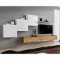 Meuble TV Mural Design "Switch X" 330cm Blanc & Naturel|Meuble TV|Paris Prix