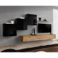 Meuble TV Mural Design "Switch X" 330cm Noir & Naturel|Meuble TV|Paris Prix
