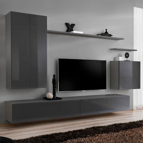 Meuble TV Mural Design "Switch II" 330cm Gris|Meuble TV|Paris Prix