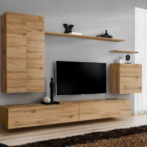 Meuble TV Mural Design "Switch II" 270cm Naturel|Meuble TV|Paris Prix