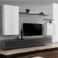 Meuble TV Mural Design "Switch II" 270cm Blanc & Gris|Meuble TV|Paris Prix