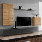 Meuble TV Mural Design "Switch II" 270cm Naturel & Gris|Meuble TV|Paris Prix