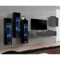Meuble TV Mural Design "Switch XIII" 330cm Noir & Gris|Meuble TV|Paris Prix