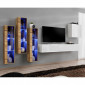 Meuble TV Mural Design "Switch XIII" 330cm Blanc & Naturel|Meuble TV|Paris Prix